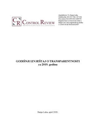 Izvještaj o transparentnosti za 2019. godinu