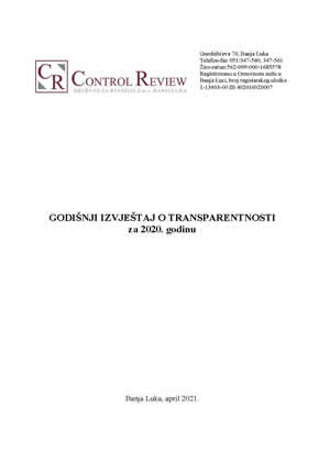 Izvještaj o transparentnosti za 2020. godinu