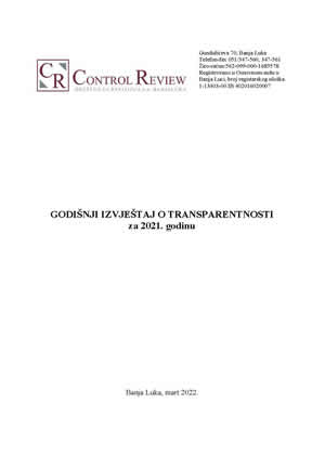 Izvještaj o transparentnosti za 2021. godinu